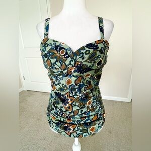 NWOT Tahiti Green Floral One Piece Swim Suit Size 1X/16-18